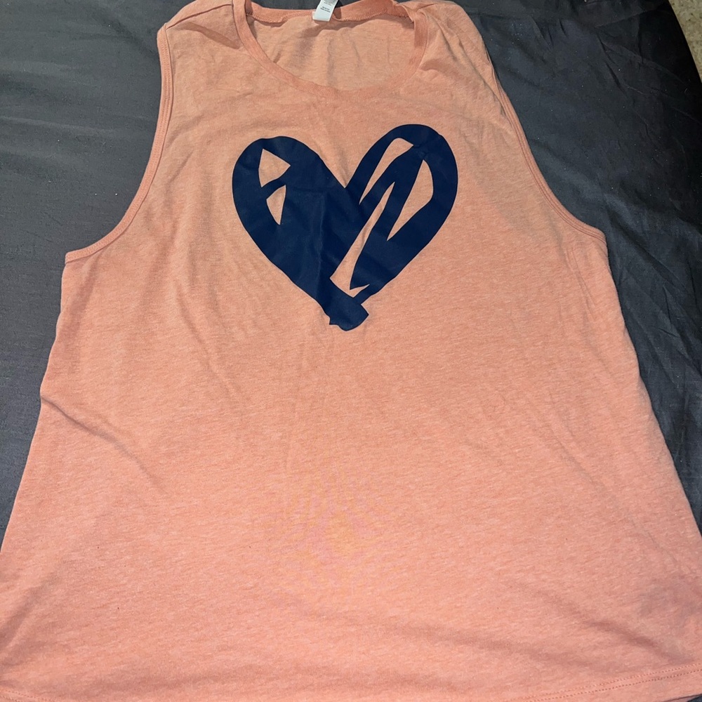 Peach with Navy Heart Tank